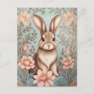 Süßes Babykaninchen Pastell-Blumen Postkarte