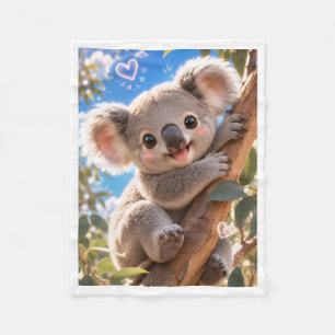 Süßes Babykoala auf Eukalyptusbaum-Flanelldecke Fleecedecke