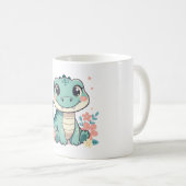 Süßes Babykrokodil mit Blumengarten Kaffeetasse (VorderseiteRechts)