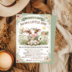 Süßes Babykuh Blumen Farmhaus Baby Shower  Einladung