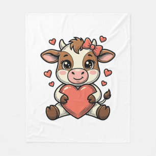 Süßes Babykuh hält herzförmige Vintage-Stich-Shirt Fleecedecke