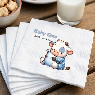 Süßes Babykuh in blauen Punkte-Pyjamas Baby-Show Serviette