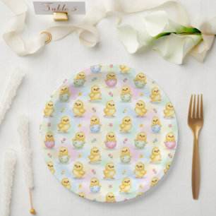 Süßes Babyküken Aquarell Ostern Pappteller