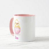 Süßes Babyküken Aquarell Ostern Personalisierter N Tasse (Vorderseite Links)