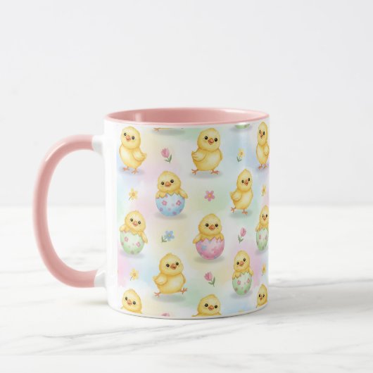 Süßes Babyküken-Aquarell-Osterpattern Tasse (Links)