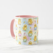 Süßes Babyküken-Aquarell-Osterpattern Tasse (Vorderseite Links)