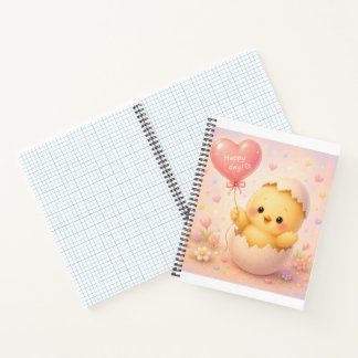 Süßes Babyküken Happy Day Spiralnotizbuch Notizblock