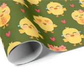 Süßes Babyküken Liebe mit Herzen Geschenkpapier (Rolleneckpunkt)