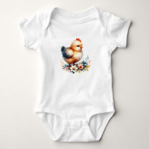 Süßes Babyküken mit Blumen Baby Strampler