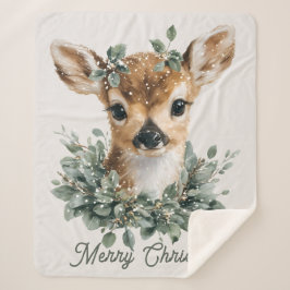 Süßes Babyreh Frohe Weihnachten – Wasserfarben-Reh Sherpadecke