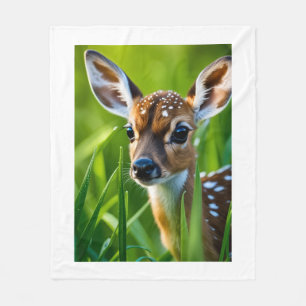 Süßes Babyreh in grünem Gras Wildlife-Decke Fleecedecke