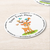 Süßes Babyreh mit Schmetterlingen-47568 Runder Pappuntersetzer (Angewinkelt)