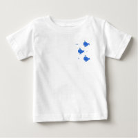 Süßes Babyshirt mit drei blauen Delfinen.