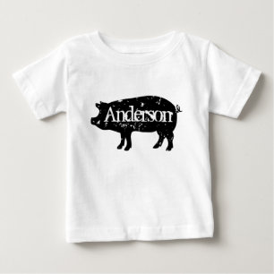 Süßes Babyshirt mit Vintage-Schweinesilhouette Baby T-shirt