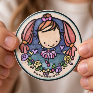 Süßes Ballerina-Mädchen Kawaii Balletttänzerin Whi Runder Aufkleber