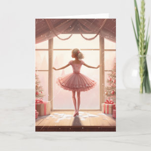 Süßes Ballerina Rosa Zimmer Chic Winter Weihnachte Feiertagskarte