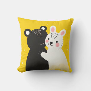 🧸🐰 Süßes Bär- und Hasen-Freundschafts-Dekor-Gesc Kissen