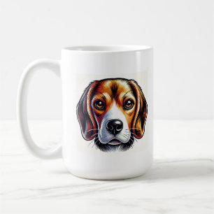Süßes Beagle-Hundporträt mit lebendigen Farben Kaffeetasse