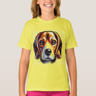 Süßes Beagle-Hundporträt mit lebendigen Farben T-Shirt