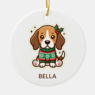 Süßes Beagle-Weihnachts-Sweater Kawaii Hunde-Ornam Keramik Ornament