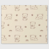 Süßes Beiges Katzenmuster (1) Geschenkpapier (Flach)