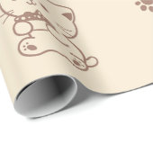 Süßes Beiges Katzenmuster (1) Geschenkpapier (Rolleneckpunkt)