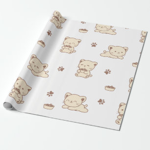 Süßes Beiges Katzenmuster (2) Geschenkpapier