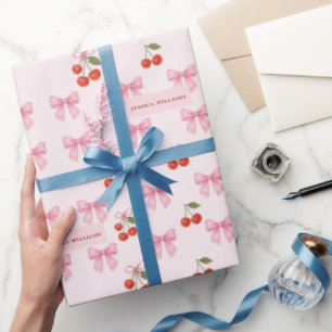 Süßes benutzerdefiniertes Aquarell-Kirsch-Schleife Geschenkpapier