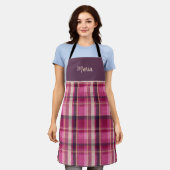 Süßes benutzerdefiniertes rosa Gingham-Karo-Muster Schürze (Getragen)