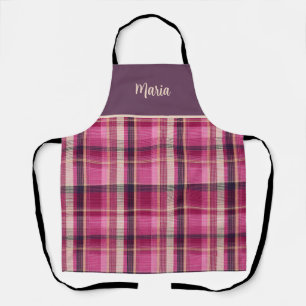 Süßes benutzerdefiniertes rosa Gingham-Karo-Muster Schürze