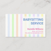 Süßes Berufliches Pastell Streifen Babysitten Visitenkarte (Vorderseite)