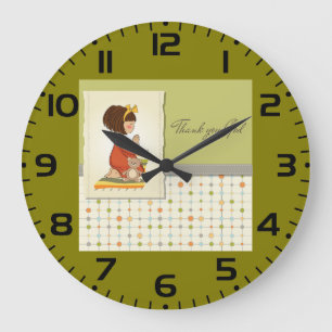 Süßes betendes Mädchen Danke Gott Große Wanduhr