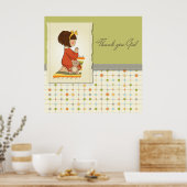 Süßes betendes Mädchen Danke Gott Poster (Küche)