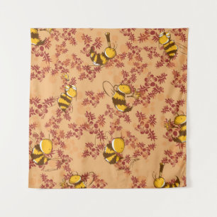 Süßes Bienen Hintergrundmuster Wandteppich