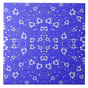 Süßes blau-weißes klassisches Blumenmuster Fliese