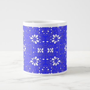 Süßes blau-weißes klassisches Blumenmuster Jumbo-Tasse