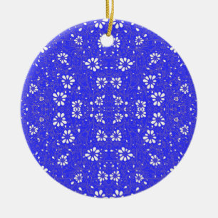 Süßes blau-weißes klassisches Blumenmuster Keramik Ornament