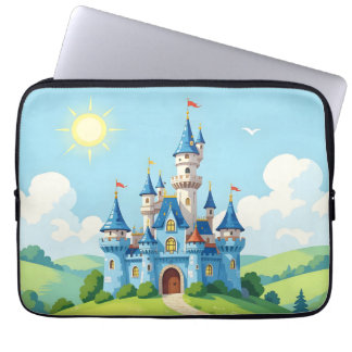 Süßes blau-weißes Schloss Laptopschutzhülle