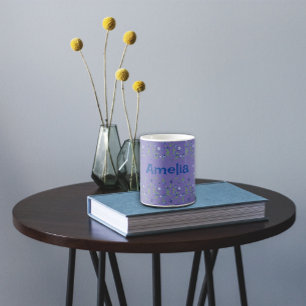 Süßes Blaubeer-Aquarellmuster namens Periwinkle Kaffeetasse