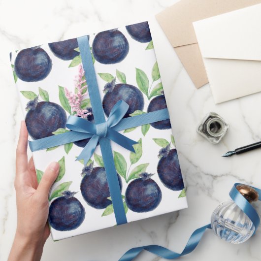 Süßes Blaubeeren Wasserfarben Handlackiert Geschenkpapier (Schenken)