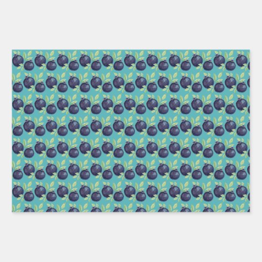 Süßes Blaubeeren Wasserfarben Handlackiert Geschenkpapier Set (Vorderseite 3)