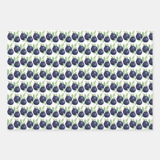 Süßes Blaubeeren Wasserfarben Handlackiert Geschenkpapier Set (Vorderseite)