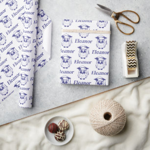 Süßes blaues Abschluss-Eulen-Muster Geschenkpapier