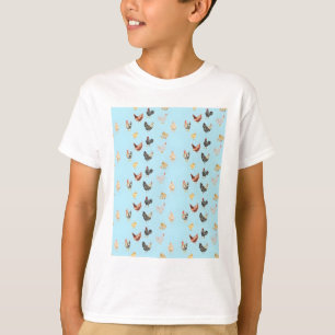 Süßes blaues Aquarell-Hühner-Geflügel-Kunstmuster T-Shirt
