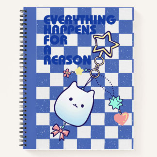Süßes Blaues Ästhetik Kawaii Journal, Motivierend Notizblock