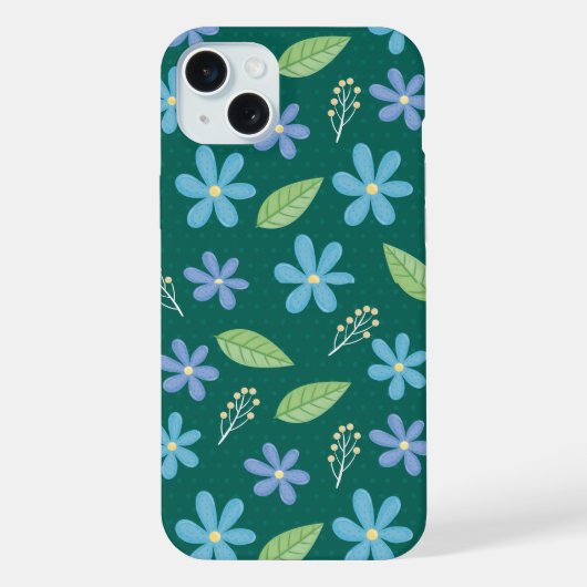 Süßes blaues Blumen nahtloses Muster iPhone Hülle (Rückseite)