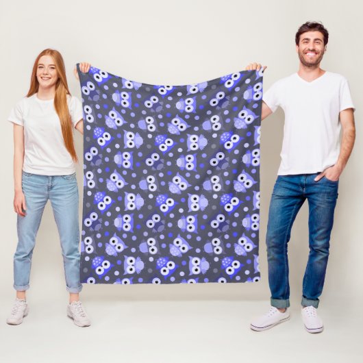 Süßes blaues bunter Eulenmuster Fleecedecke (Beispiel)