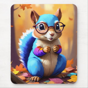 Süßes blaues Eichhörnchen mit Brille-56786 Mousepad
