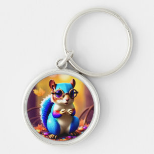 Süßes blaues Eichhörnchen mit Brille-56786 Schlüsselanhänger