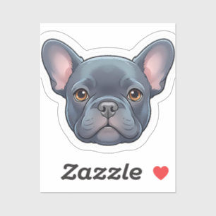 Süßes Blaues Französische Bulldogge Welpen-Gesicht Aufkleber